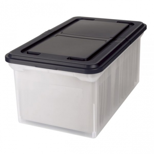 Stackable File Tote Box, Letter Size, Clear/Black