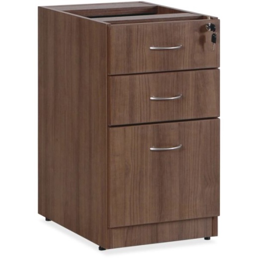 Lorell Essentials 16"W Vertical 3-Drawer Fixed Pedestal File Cabinet For Computer Desk, Walnut