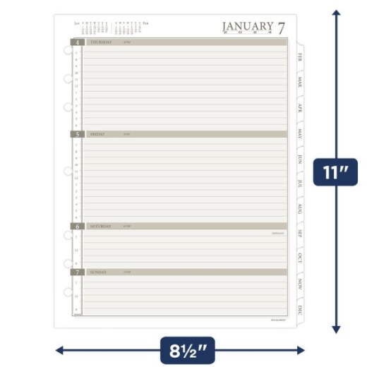 2024 At-A-Glance 491-285 Weekly Planner Refill, Day-Timer 93010, Size 5,  8-1/2 x11