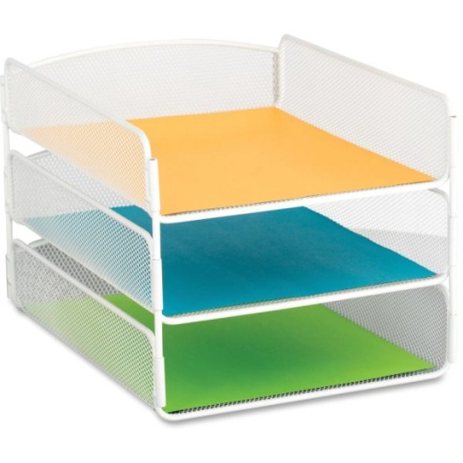 Safco Onyx Letter Tray - 3 Compartment - 3 Tier - White Steel