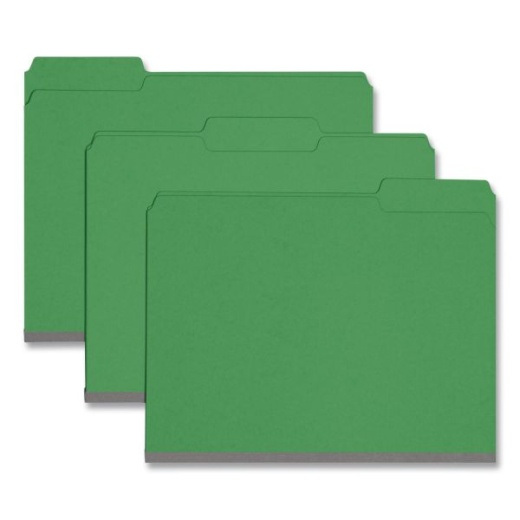 Smead 1/3-Cut Color Pressboard Tab Folders, Letter Size, 50% Recycled, Green, Box Of 25