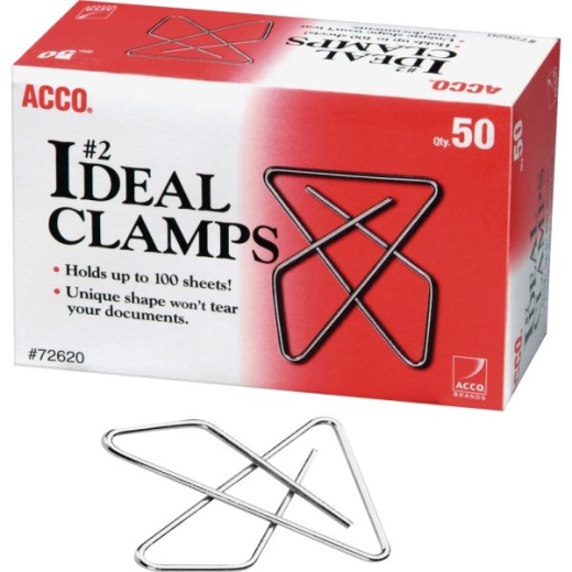 Acco Ideal Paper Butterfly Clamp, #2 Size (Small), Box Of 50