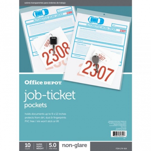 Job Ticket Holders, 9" x 12", Non-Glare, Pack Of 10