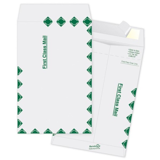 Quality Park Tyvek Envelopes, First Class, 6" x 9", White, Box Of 100