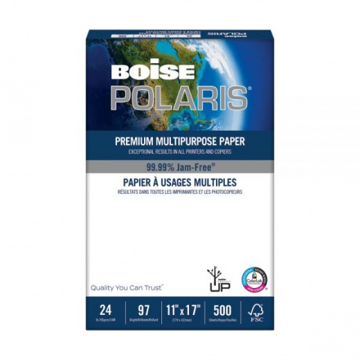 Boise Polaris Premium Multi-Use Printer & Copy Paper, White, Ledger (11" X 17"), 500 Sheets Per Ream, 24 Lb, 97 Brightness, Fsc Certified