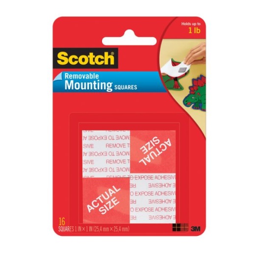 3M Scotch Precut Foam Mounting Squares Heavy Duty, 1 Inch, 6 Pack