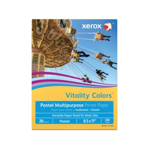Xerox Vitality Colors Color Multi-Use Printer & Copy Paper, Goldenrod, Letter (8.5" X 11"), 500 Sheets Per Ream, 20 Lb, 30% Recycled