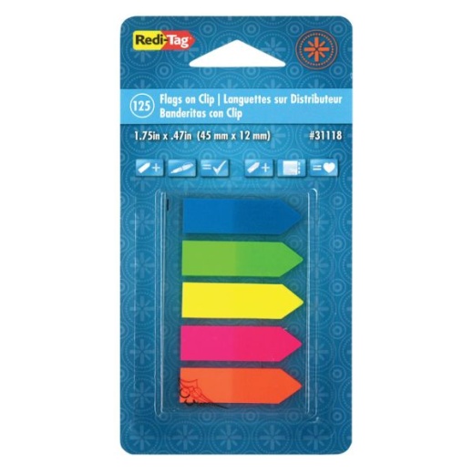 Redi-Tag See Note Arrow Page Flags On Clip-On Holder