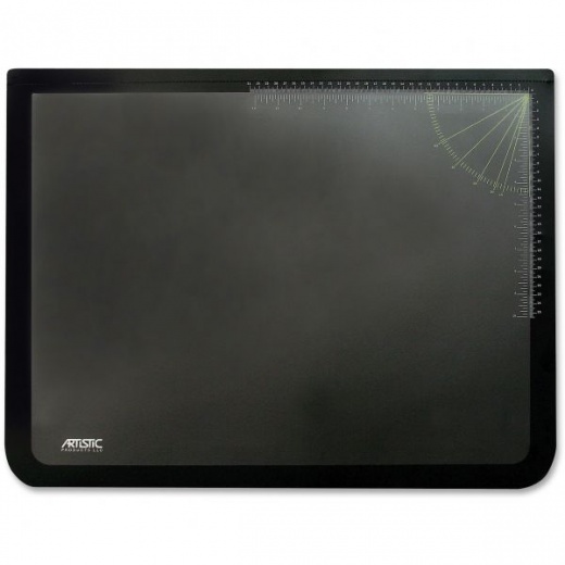 Artistic Desk Pad with Transparent Lift-Top Overlay and Antimicrobial Protection