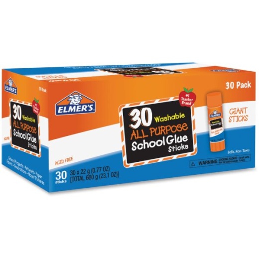 Elmer's All-Purpose School Glue Sticks, 0.77 Oz, Pack Of 30 Sticks
