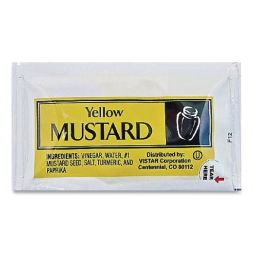 Vistar Condiment Packets, Mustard, 0.16 Oz Packet, 200/Carton