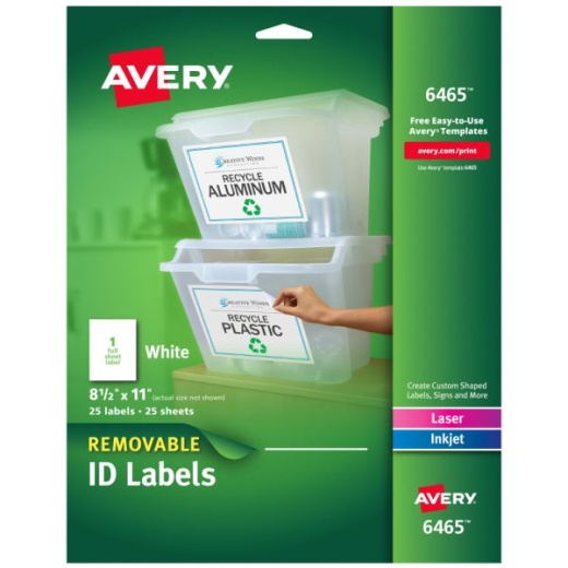 Avery Self-Adhesive Removable ID Labels, 6465