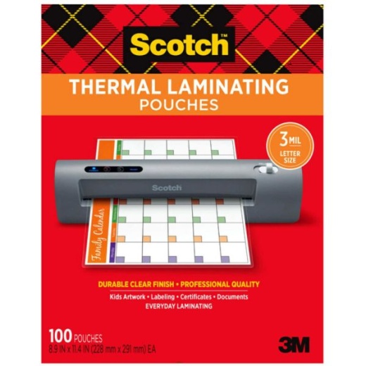 Scotch Thermal Laminating Pouches, 100 Laminating Sheets, 3 Mil., Ideal Office Or Back To School Supplies