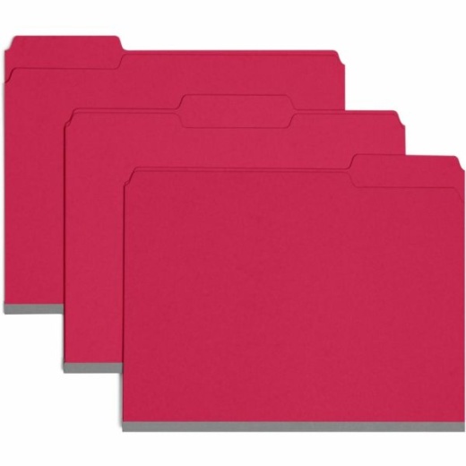 Smead 1/3-Cut Color Pressboard Tab Folders, Letter Size, 50% Recycled, Bright Red, Box Of 25