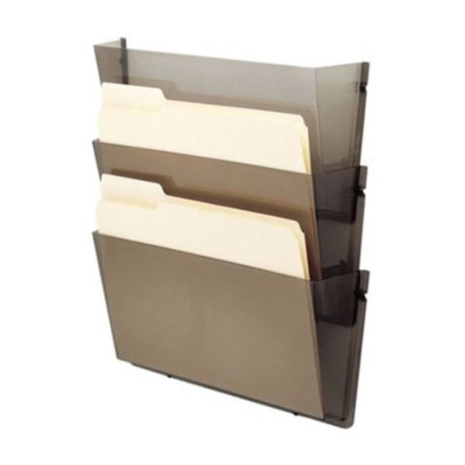 Deflecto Unbreakable Docupocket Wall Files, 6-1/2"H x 14-1/2"W x 3"D, Smoke, Pack Of 3