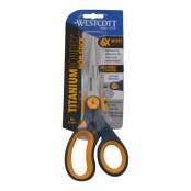 Westcott® Straight Carbo Titanium Scissors, 8 L, Pointed Tip, Gray