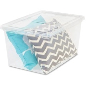Iris® Storage Boxes With Lift-Off Lids, 26 1/10 x 17 1/2 x 11 1/4,  Clear, Case Of 5