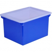 Iris Stack and Pull Latching Flat Lid Storage Box 13.5gal Clear/Translucent Blue