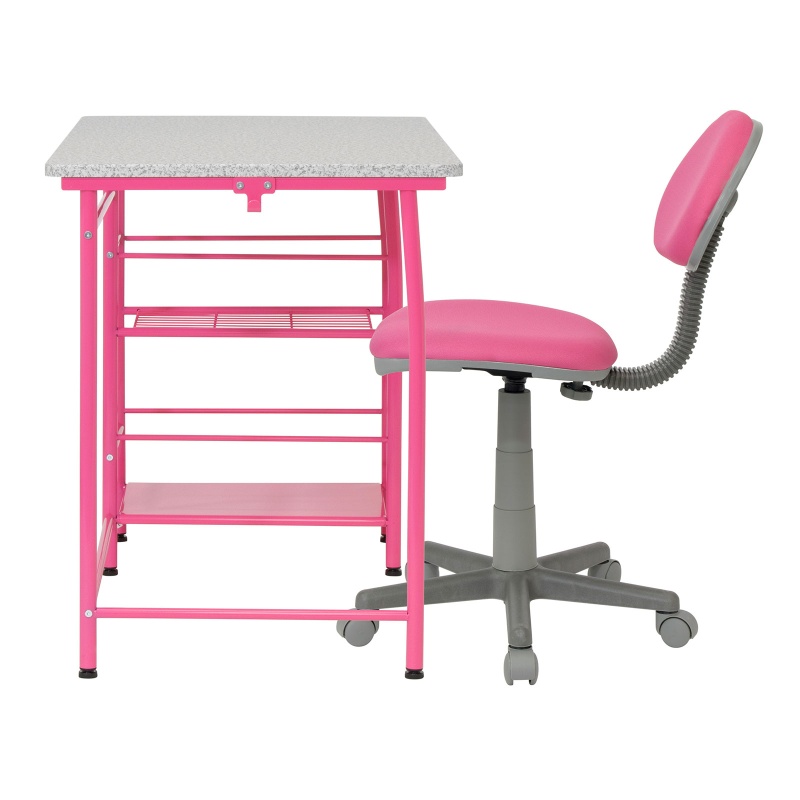 Study Zone Ii Student Desk And Task Chair 2 Piece Set In Pink/Spatter Gray