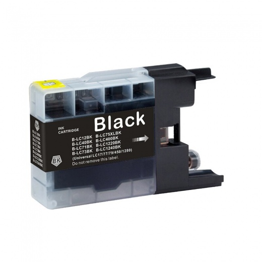 Brother LC75XLBK Compatible Inkjet Cartridge: Black, 650 Yield