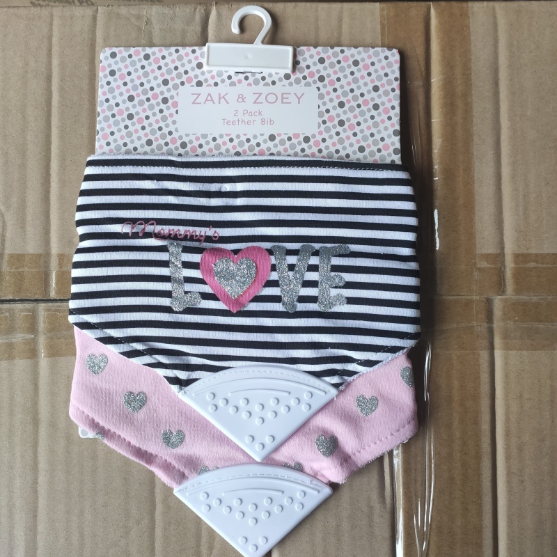 "Mommy's Love" 2-Pack Baby Teether Bib Set