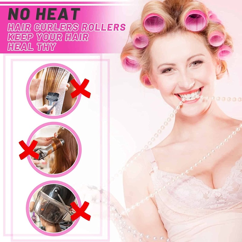 Self Grip Hair Curler Roller 24 Piece Set (12 Large, 12 Small) - Pink Color One Color Size One Size