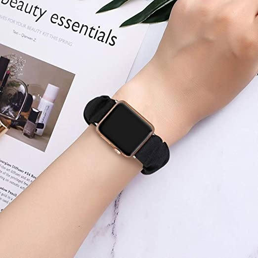 Elastic Scrunchie Apple Watch Band - Black