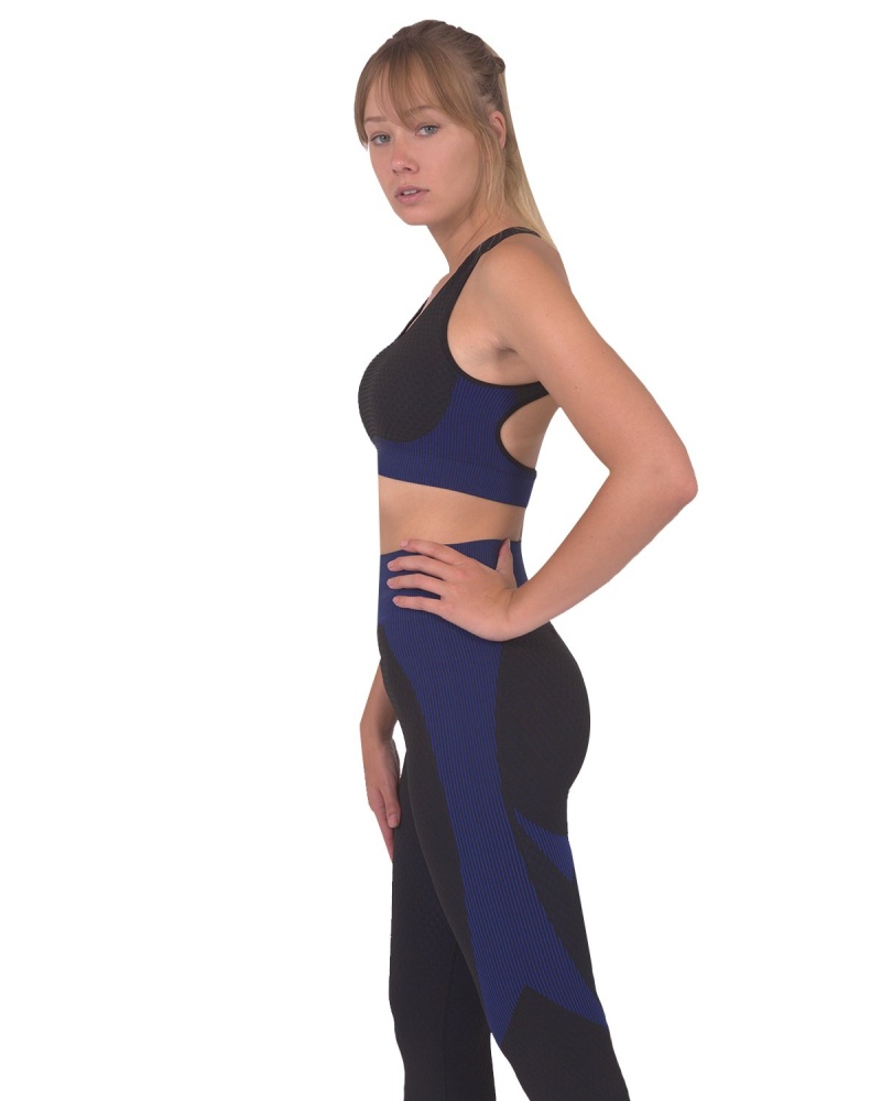 Trois Seamless Sports Bra - Black With Navy