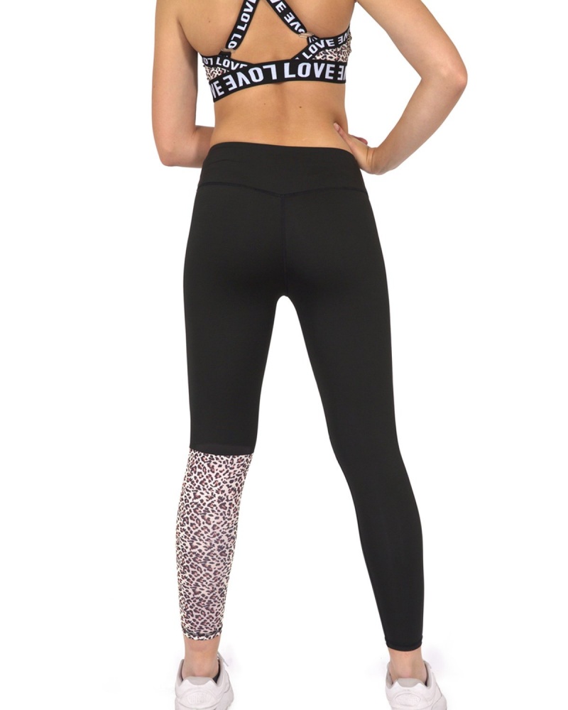 Jordena Leopard Workout Leggings - Black
