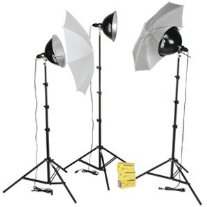 Smith-Victor KT1500U/401433 3-Light 1500 Total watt Kit with Umbrellas