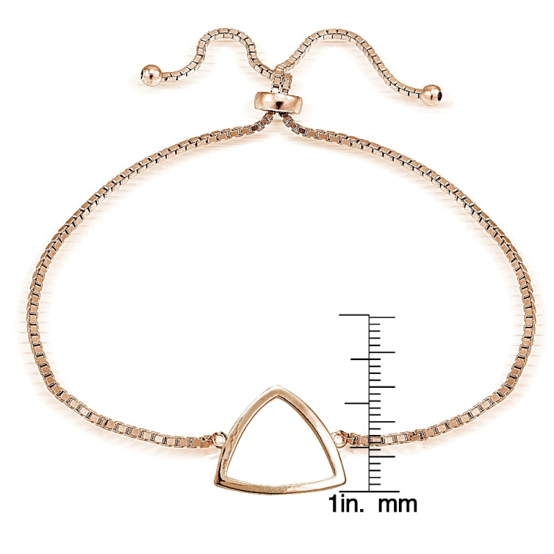 Rose Gold Tone Over Sterling Silver Fancy Triangle Polished Adjustable Bracelet