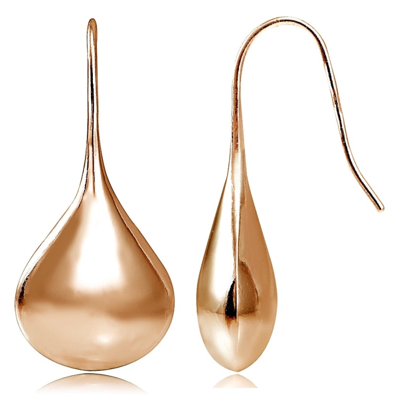 Rose Gold Tone Over Sterling Silver Lotus Polished Drop Earrings