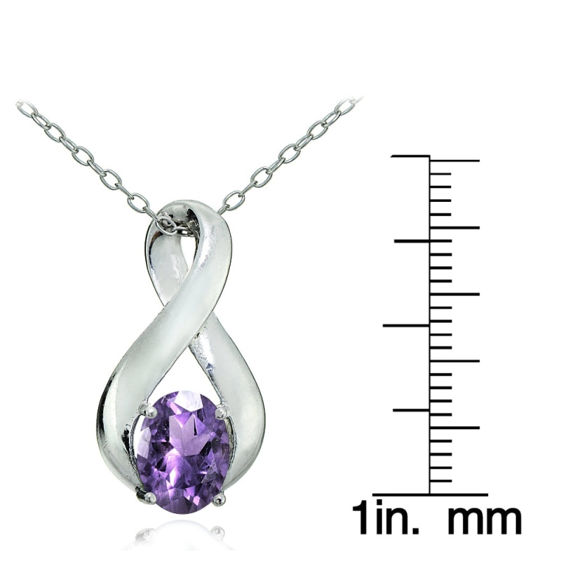 Sterling Silver Amethyst Polished Infinity Necklace