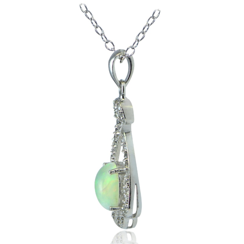 Sterling Silver Ethiopian Opal And White Topaz Infinity Necklace