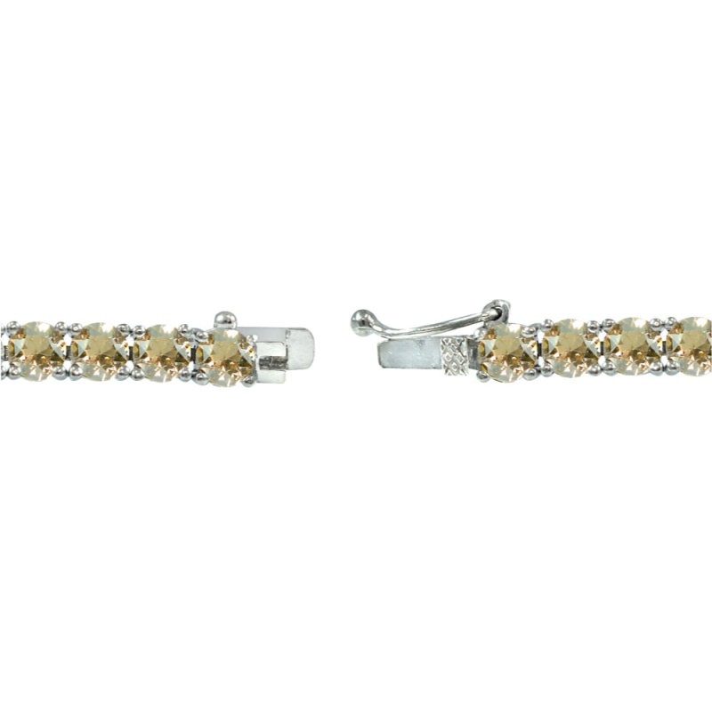 Sterling Silver Golden Shadow 4Mm Round Tennis Bracelet Made With Swarovski Crystals