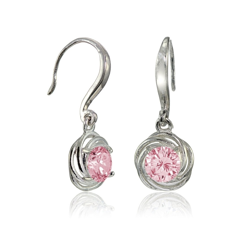 ピアス Knot Pink Silver Earrings (SILVER 925) Buy Sterling Silver Light Pink Cubic Zirconia Love Knot