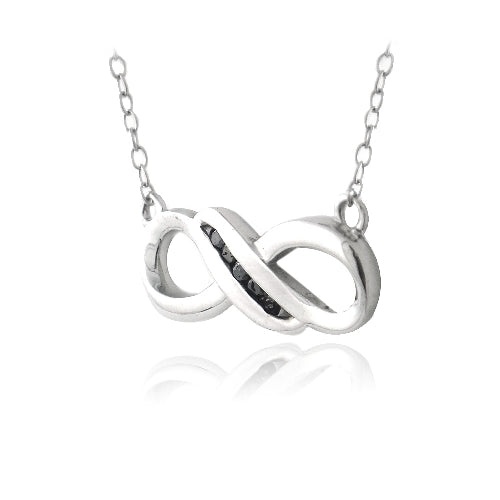 Sterling Silver Black Diamond Infinity Twist Necklace