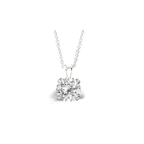 Sterling Silver White Topaz Round Solitaire Necklace