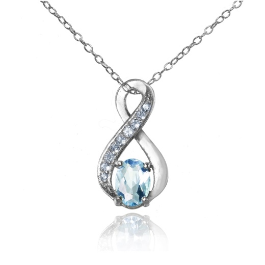 Sterling Silver Blue Topaz Infinity Drop Necklace - Silverspeck