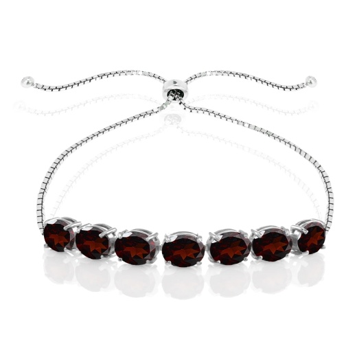 Sterling Silver Garnet Adjustable Bracelet
