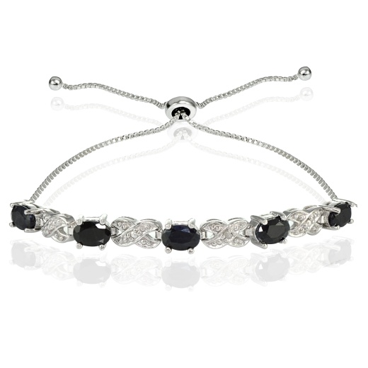 Sterling Silver Sapphire and Diamond Accent Infinity Adjustable Bracelet