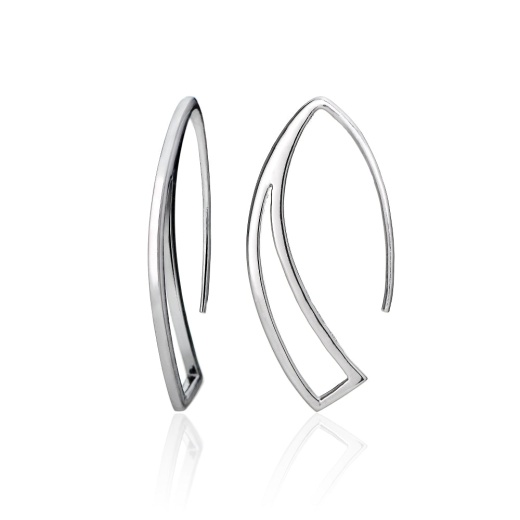 Sterling Silver Geometric Polished Hook Earrings