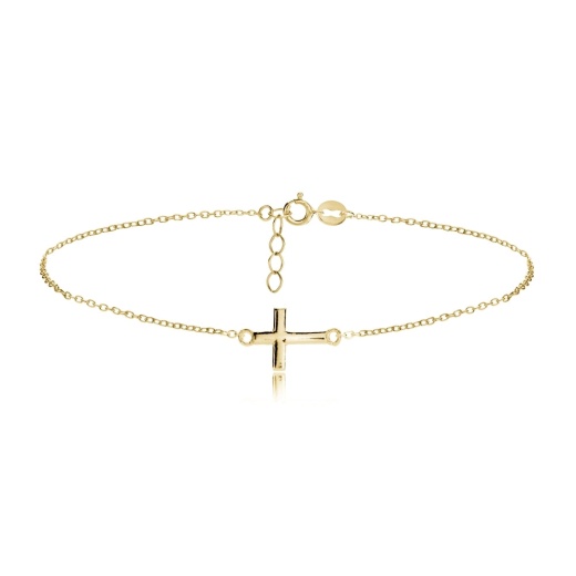 Gold Tone Over Sterling Silver Cross Chain Anklet - Silverspeck