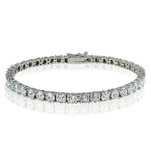 Sterling Silver 4Mm Round Tennis Bracelet with Swarovski Elements