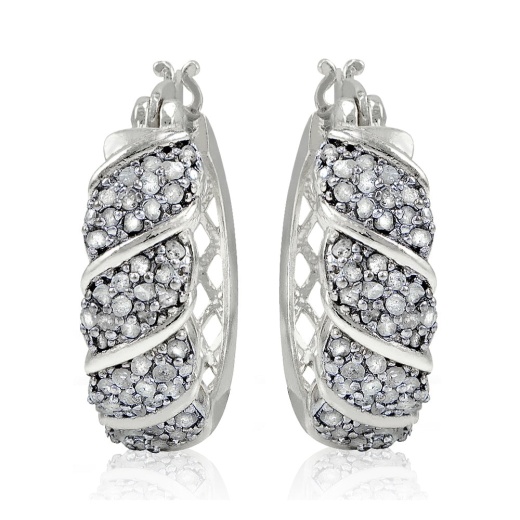 1.00Ct Tdw Diamond Fancy Hoop Earrings