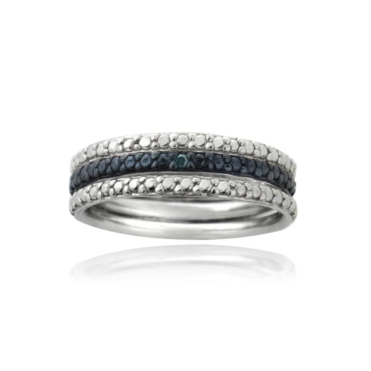 Sterling Silver Blue Diamond Accent Stackable Eternity Band Rings Set