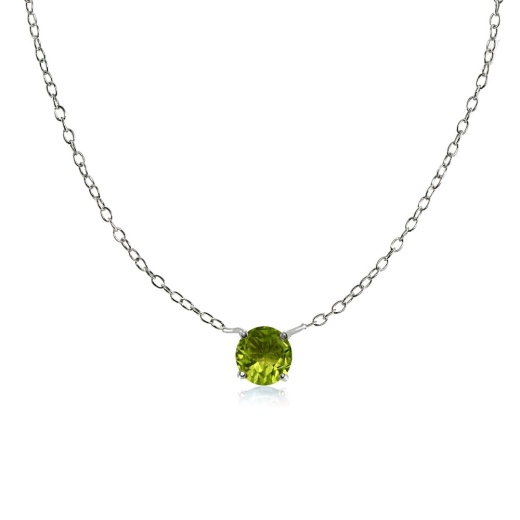 Sterling Silver Small Dainty Round Peridot Choker Necklace