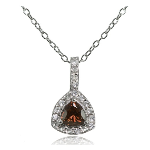 Sterling Silver Garnet & White Topaz Trillion-Cut Necklace