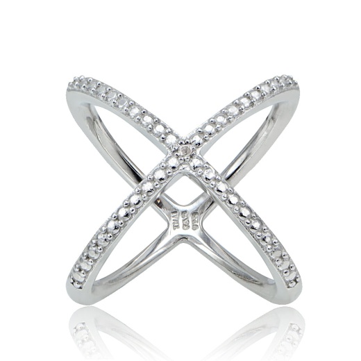 Sterling Silver Diamond Accent Criss-Cross X Ring