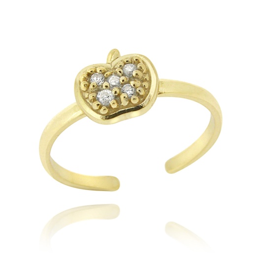 18K Gold Over Sterling Silver Cz Apple Toe Ring